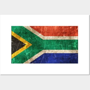 Vintage Aged and Scratched South African Flag Posters and Art